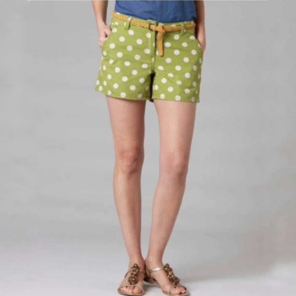 Boden Womens Green Polka Dot Cotton Chino Shorts Size US 10L